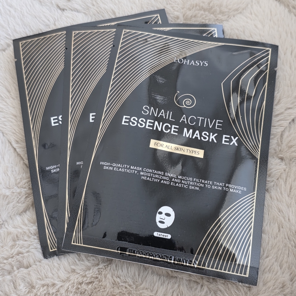 NEW 3 Snail Face Masks Lohasys Snail Active Essence Mask EX Hydrating